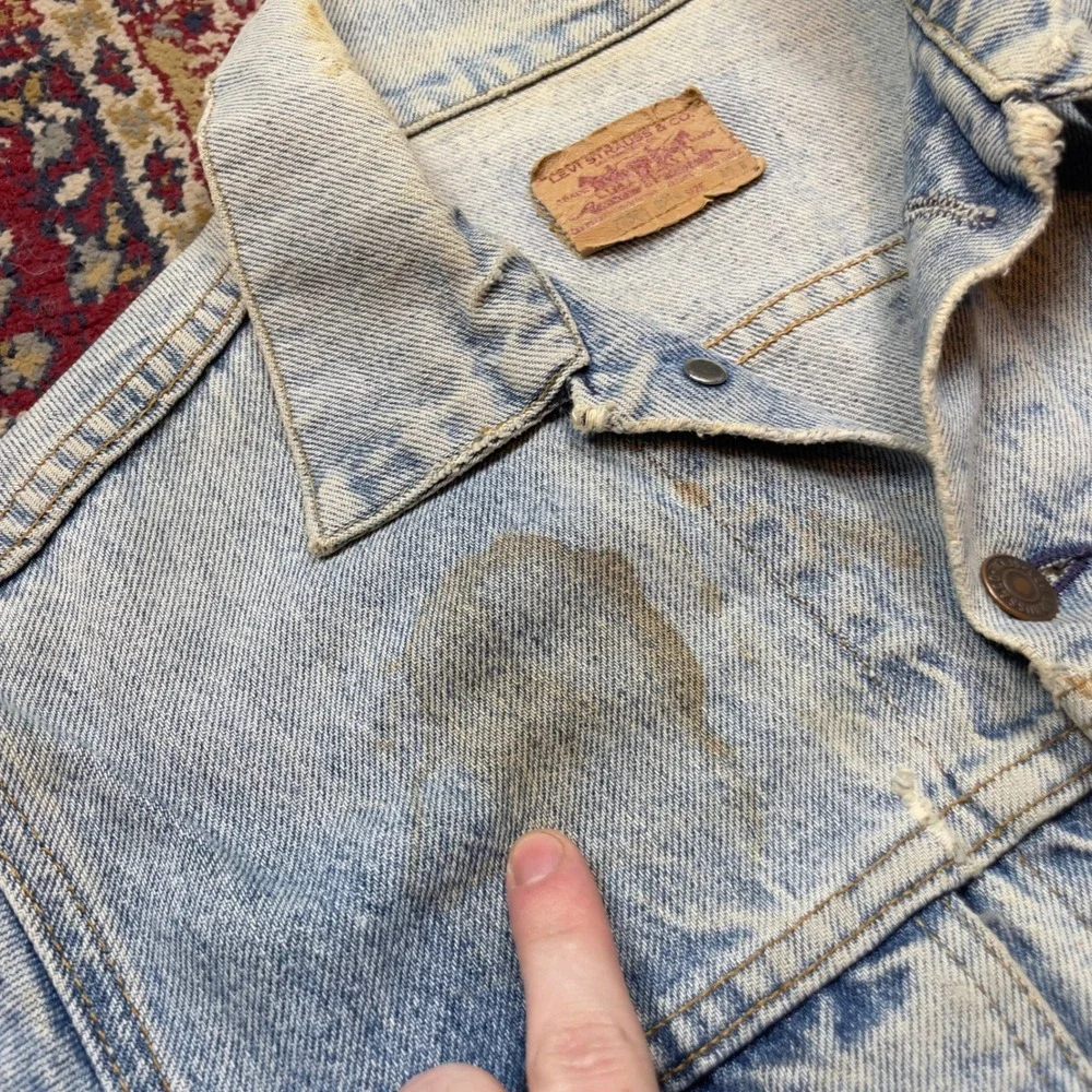 VTG 80s 90s Levis 70506 Denim Type 3 Trucker Jacket Distressed Faded Light USA - Picture 8 of 9